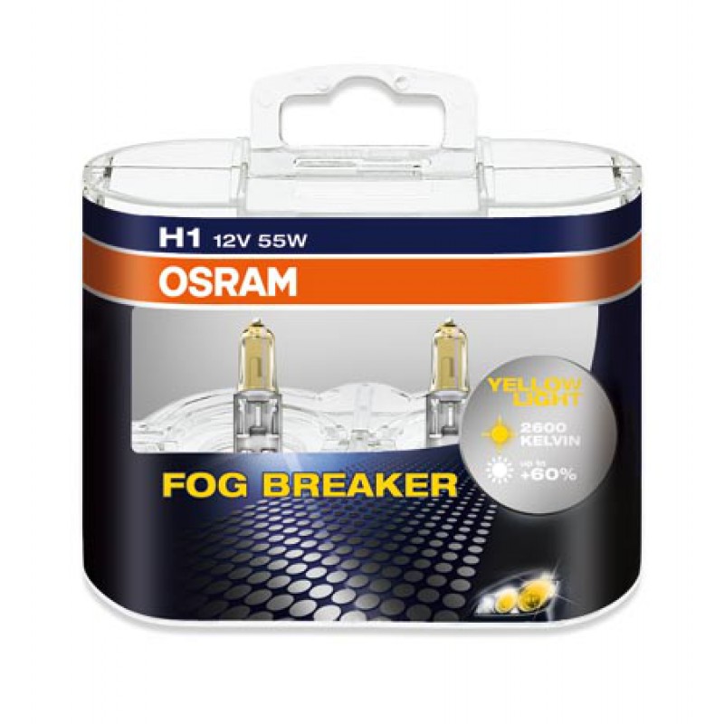 Автолампа OSRAM Fog Breaker +60% H1 2600k 55w 12v 62150FBR
