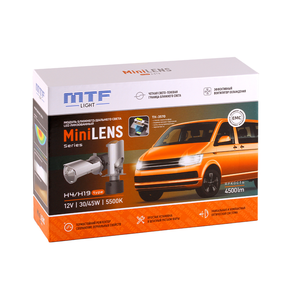   MTF LIGHT MiniLENS H4/H19 5500K 30/45W 12V