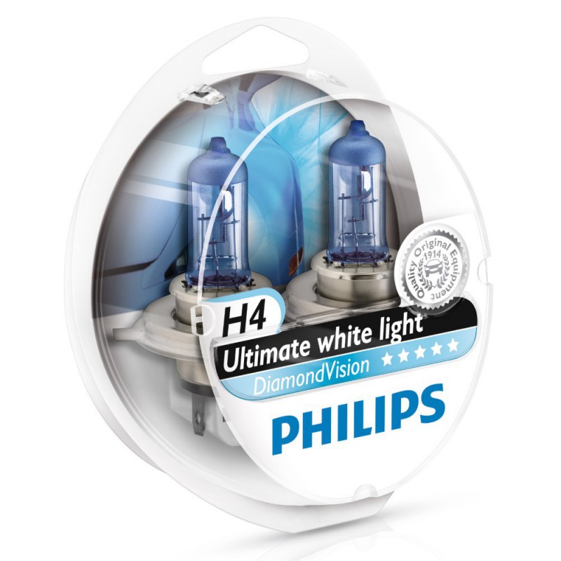 Автолампа Philips Diamond Vision Н4 5000k 60/55w 12v 12342DVS2 