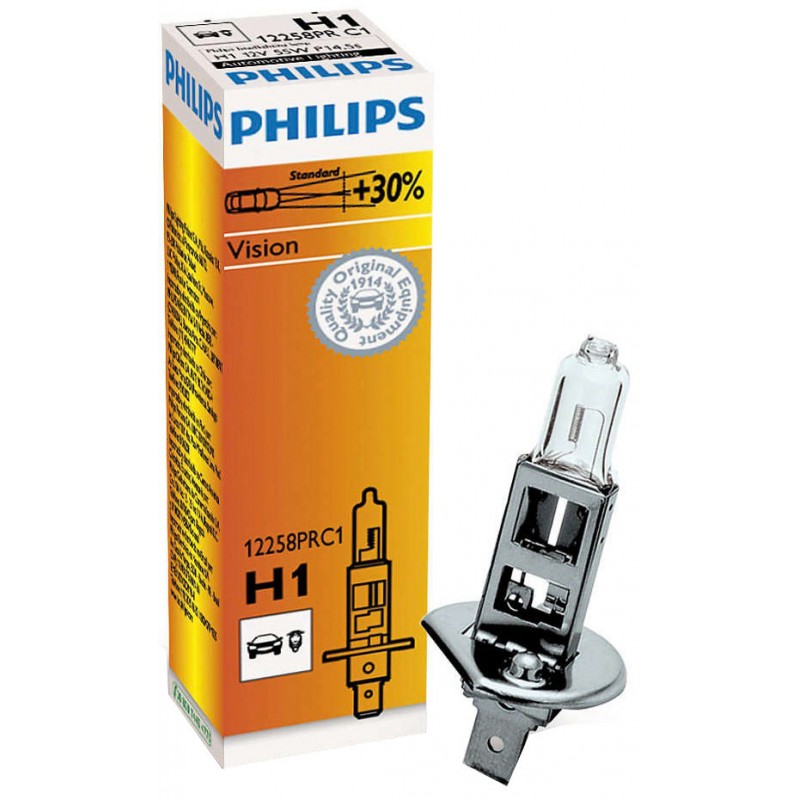 Автолампа Philips Vision  H1 55w + 30% 12v 12258PRC1