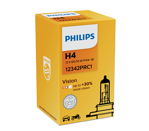 Автолампа Philips Vision  H4 60/55w + 30% 12v 12342PRC1 