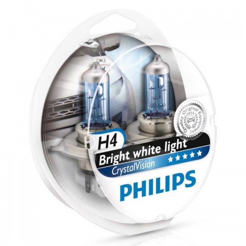 Автолампа Philips Crystal Vision Н4 4300k 60/55w 12v 12342CVSM